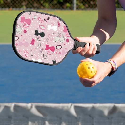 Mittelalterliche rosafarbene Herzkatzen Pickleball Schläger (InSitu)