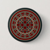 Mittelalterliche Rot-Grün-Kranz Blätter Romanesque Button (Vorderseite)
