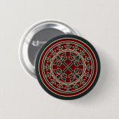 Mittelalterliche Rot-Grün-Kranz Blätter Romanesque Button (Vorne & Hinten)