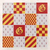 Mittelalterliche Rotgelbe Magische Fantasie Herald Glasuntersetzer (Vorderseite)