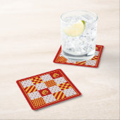 Mittelalterliche Rotgelbe Magische Fantasie Herald Rechteckiger Pappuntersetzer (Vor Ort)