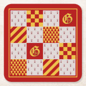 Mittelalterliche Rotgelbe Magische Fantasie Herald Rechteckiger Pappuntersetzer (Vorderseite)