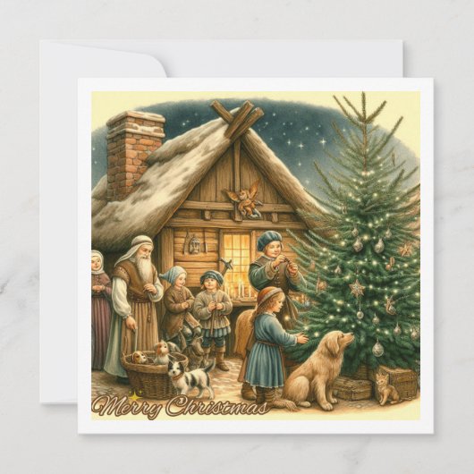 Mittelalterliche rustikale Weihnachtskarte (Vorderseite)