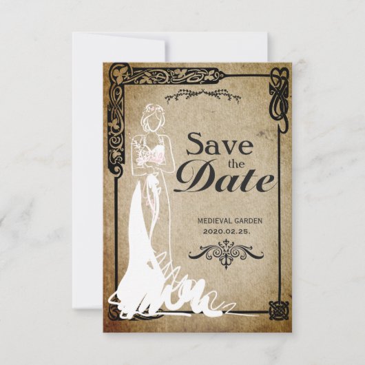 Mittelalterliche Save the Date Braut (Vorderseite)