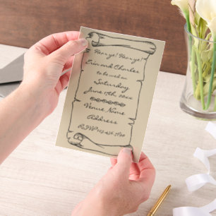 Mittelalterliche Schriftrolle Leinen Hochzeit Einl Pergament Einladungen