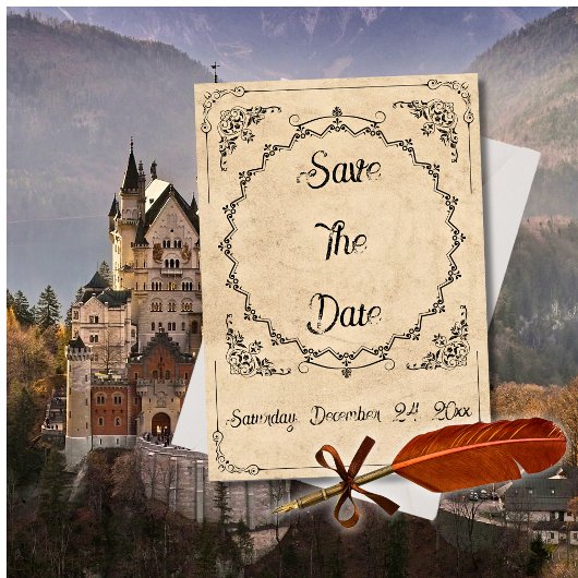 Mittelalterliche Schwarze Elegance Save the Date H