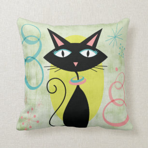 Mittelalterliche Schwarze Katze des modernen Atomz Kissen