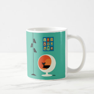 Mittelalterliche schwarze Katze mit Mini-Oblongs Kaffeetasse