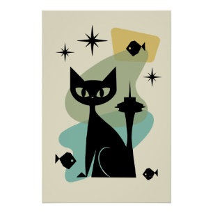 Mittelalterliche Seattle Cat Poster