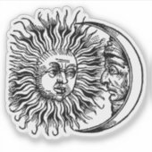Mittelalterliche Sonne und Mond Aufkleber (Vorderseite)