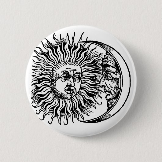 Mittelalterliche Sonne und Mond Button (Vorderseite)