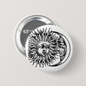 Mittelalterliche Sonne und Mond Button (Vorne & Hinten)