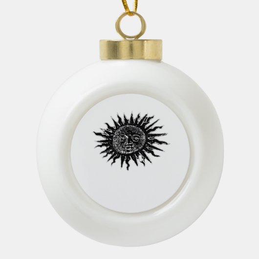 Mittelalterliche Sonnengravur - Whimsigoth Ästheti Keramik Kugel-Ornament (Vorderseite)