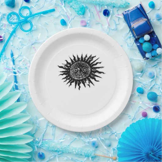 Mittelalterliche Sonnengravur - Whimsigoth Ästheti Pappteller (Party)