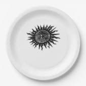 Mittelalterliche Sonnengravur - Whimsigoth Ästheti Pappteller (Vorderseite)