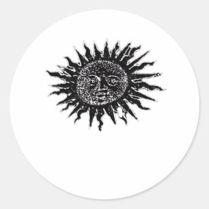 Mittelalterliche Sonnengravur - Whimsigoth Ästheti Runder Aufkleber