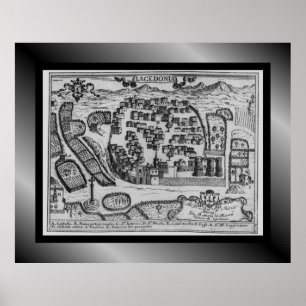 Mittelalterliche Stadtkarte ~ Lakedonia ~ Italien Poster