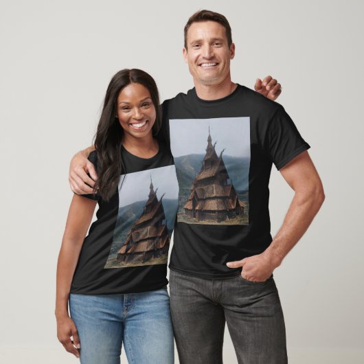 Mittelalterliche Stave Church in Norwegen (1890) T-Shirt (Unisex)