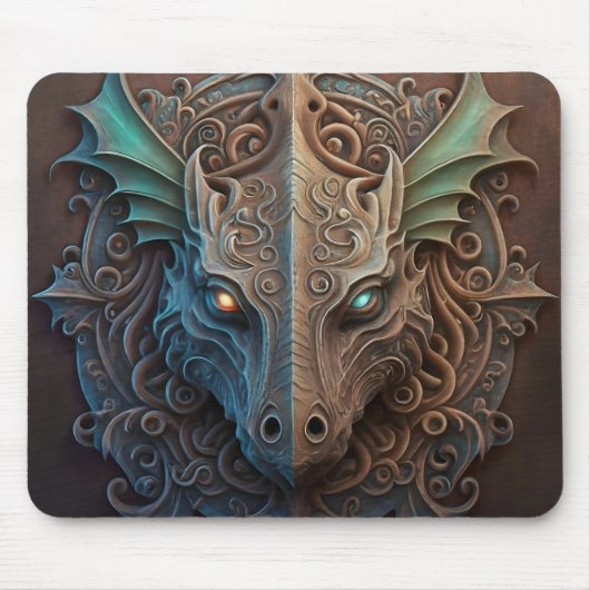 Mittelalterliche Steingargoyle-Drachen-Schnitzerei Mousepad (Vorne)