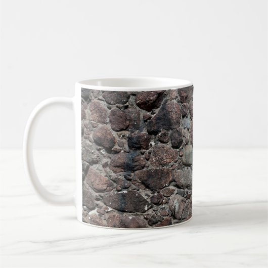 Mittelalterliche Steinmauer-Textur Kaffeetasse (Links)