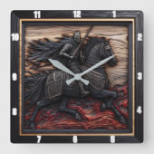 Mittelalterliche Steppe: Maßgeschneiderte schwarze Quadratische Wanduhr (Vorderseite)