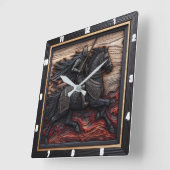 Mittelalterliche Steppe: Maßgeschneiderte schwarze Quadratische Wanduhr (Winkel)