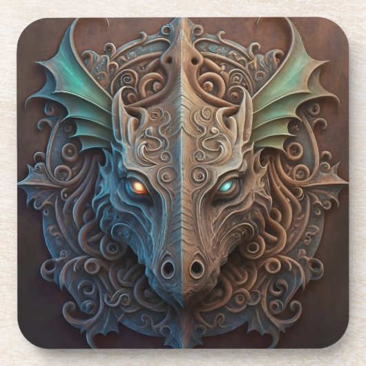 Mittelalterliche Stone Gargoyle Dragon Carving Getränkeuntersetzer (Vorderseite)