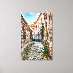 Mittelalterliche Straße in Spanien, Katalonien Leinwanddruck