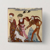 Mittelalterliche Szene durch Georges Barbier Button (Vorderseite)