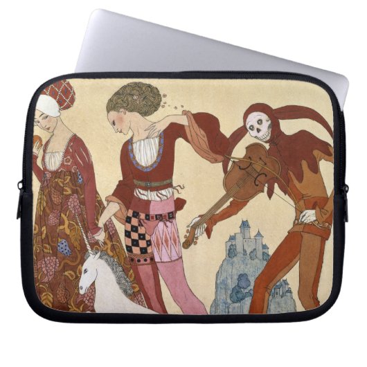 Mittelalterliche Szene durch Georges Barbier Laptopschutzhülle (Vorderseite)