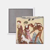 Mittelalterliche Szene von Georges Barbier Magnet (Vorderseite/Rückseite)