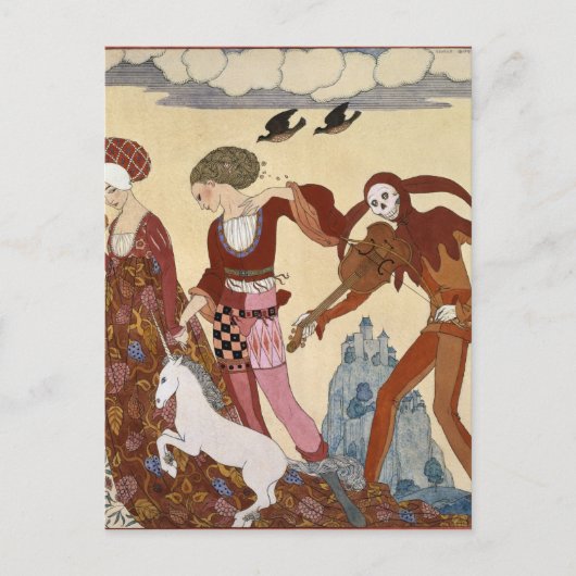 Mittelalterliche Szene von Georges Barbier Postkarte (Vorderseite)