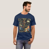 Mittelalterliche Tapisserie-Hirten und Schafe T-Shirt (Vorne ganz)