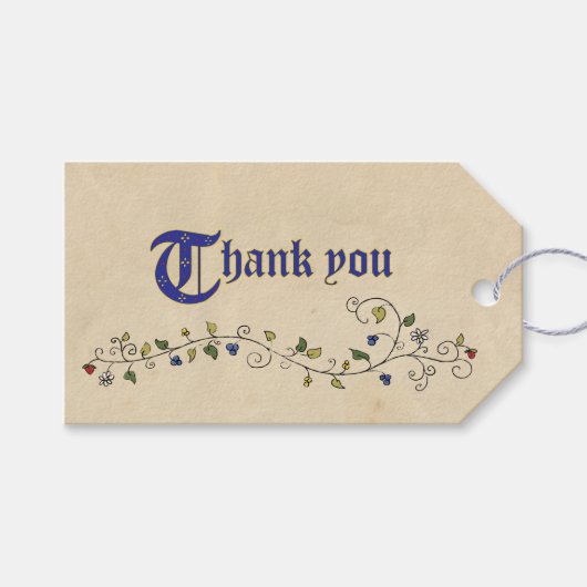 Mittelalterliche Tiere danken Ihnen für das Kennze Geschenkanhänger (Vorderseite (Horizontal))