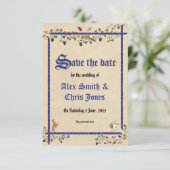 Mittelalterliche Tiere Hochzeit sparen die Dattelk Einladung (Stehend Vorderseite)