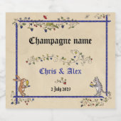 Mittelalterliche Tiere Hochzeit Sparkling Weinflas Schaumweinetikett (Einzelnes Label)