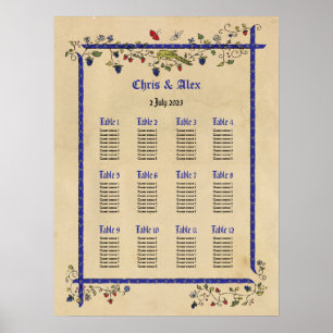 Mittelalterliche Tiere Hochzeitskarte Poster