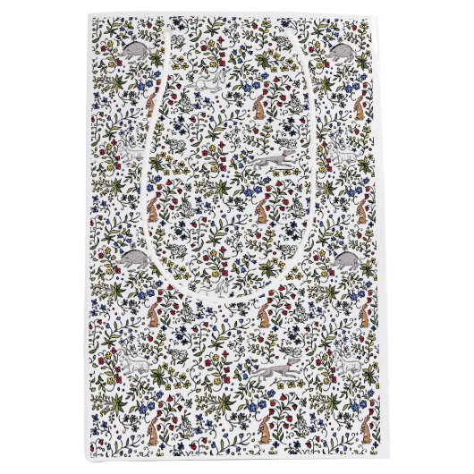 Mittelalterliche Tiere Mill flecht weiße Geschenkt Mittlere Geschenktüte (Vorderseite)