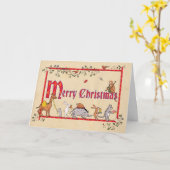 Mittelalterliche Tiere Weihnachtskarte Karte (Gelbe Blume)