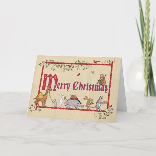 Mittelalterliche Tiere Weihnachtskarte Karte (Vorderseite)