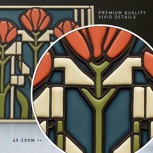 Mittelalterliche Tulips Abstrakte Symmetrie Kunstw Fliese