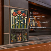 Mittelalterliche Tulips Abstrakte Symmetrie Kunstw Fliese