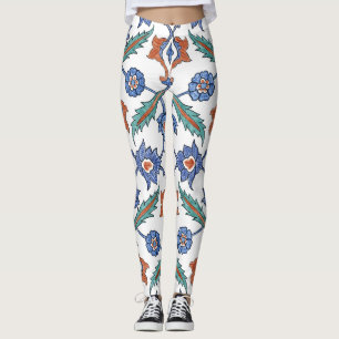 Mittelalterliche türkische Fliesen: Blumendekorati Leggings