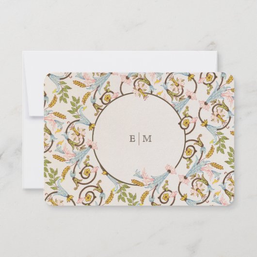 Mittelalterliche Viktorianische Hochzeit RSVP Vint Einladung (Rückseite)