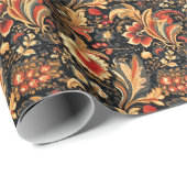 Mittelalterliche Vintage Blumenpracht Geschenkpapier (Rolleneckpunkt)