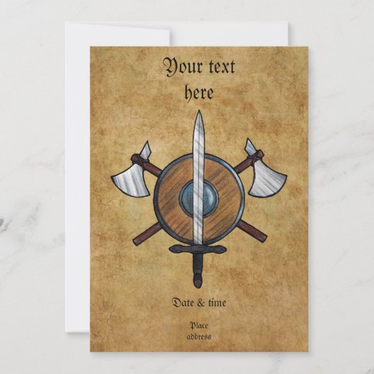 Mittelalterliche Waffen Einladung (Vorderseite)