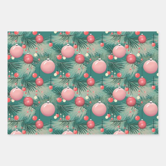 Mittelalterliche Weihnachtsschmuck in Rosa Geschenkpapier Set (Vorderseite)