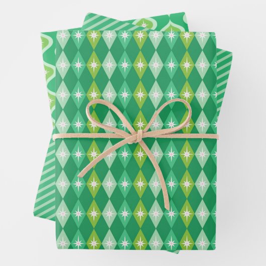 Mittelalterliche Weihnachtszeit mit moderner grüne Geschenkpapier Set (Beispiel)