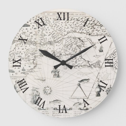 Mittelalterliche Weltkarte Quebec Große Wanduhr (Vorderseite)