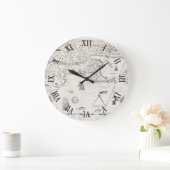 Mittelalterliche Weltkarte Quebec Große Wanduhr (Zuhause)